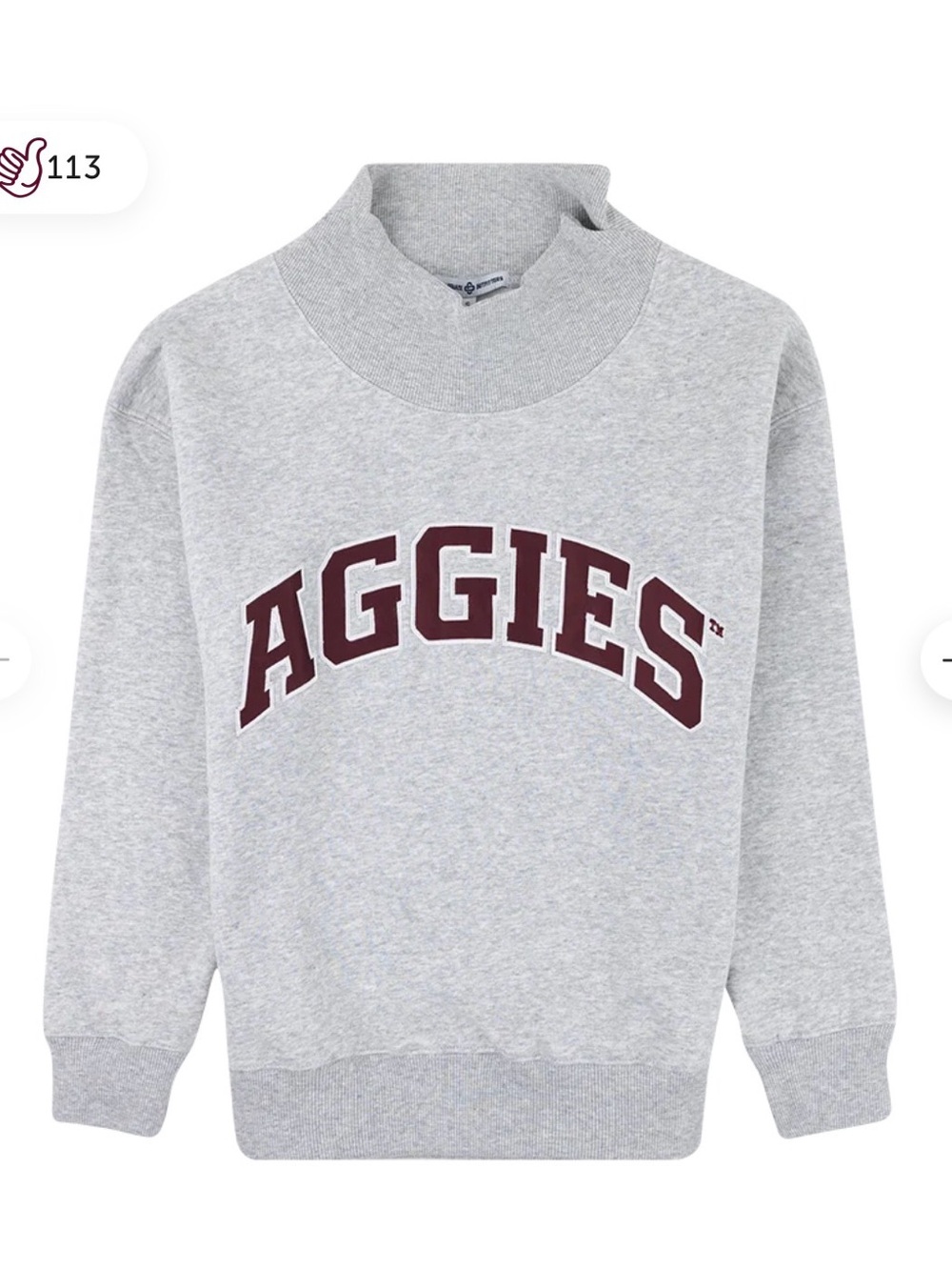 Texas A&M aggies mock neck sweat shirt